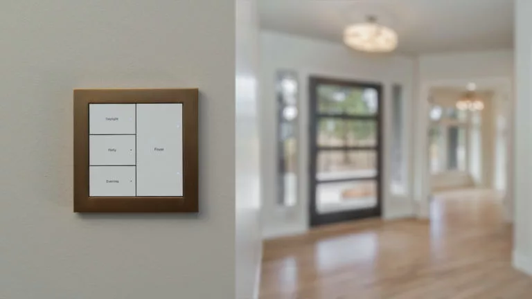 Control4 keypad installed in a new-build hallway